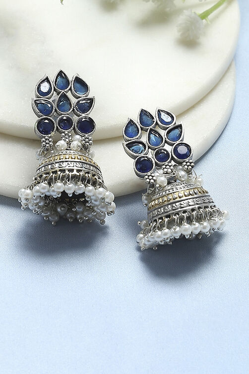 Navy Brass Jhumka